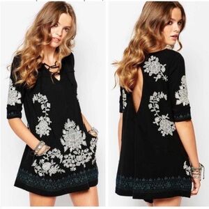 Free People womans Talia Black and White Floral Mini Dress size S
